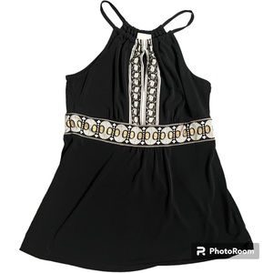 Michael Kors Black, Mustard and White Halter Top Shirt